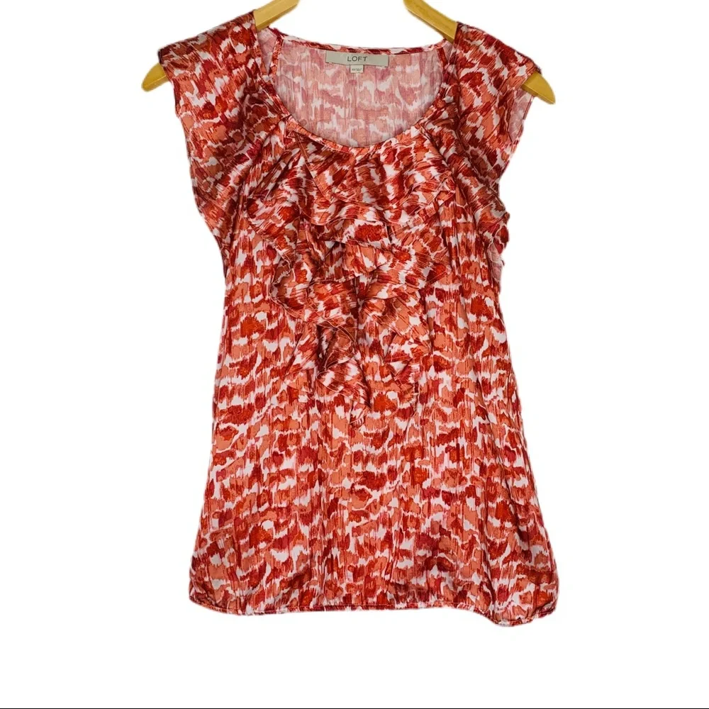 Loft‎ Ruffle Floral Sleeveless Blouse